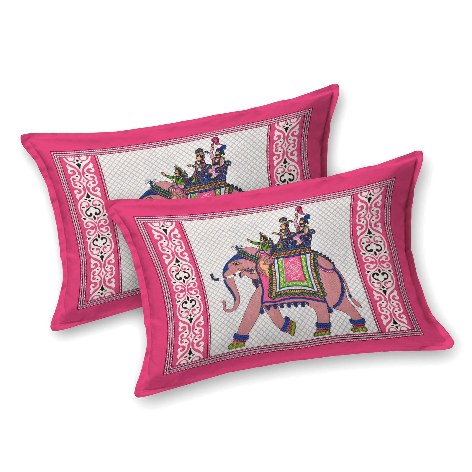 Rajasthani Traditionally Printed Cotton Doublebed Bedsheet With Pack of 2 Pillow Covers - Image 2
